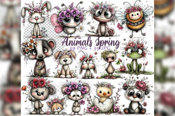 Download Whimsical Floral Animals Spring Clipart - Art Collection