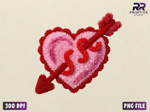 Download Faux Yarn Heart with Arrow PNG - Art Collection