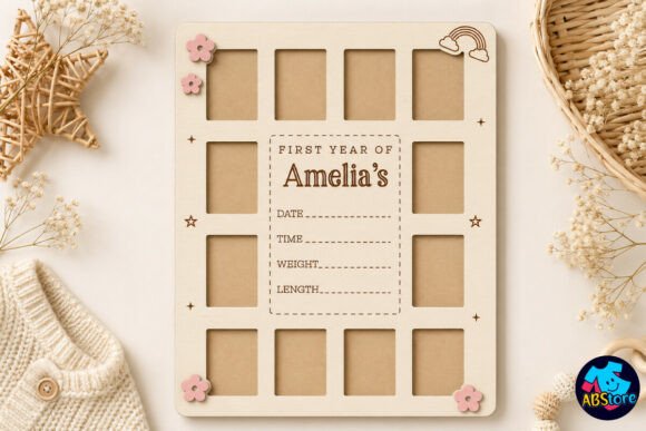 Download My First Year Photo Frame Laser Cut - Photo Collection