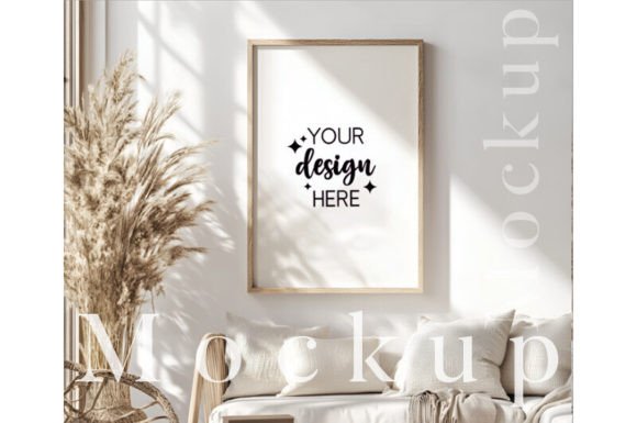 Download A4 Wood Frame Mockup for Wall Art - Art Collection