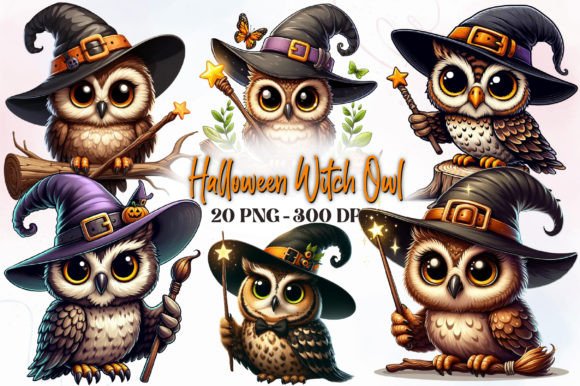 Download Halloween Witch Owl Watercolor Clipart - Halloween Collection