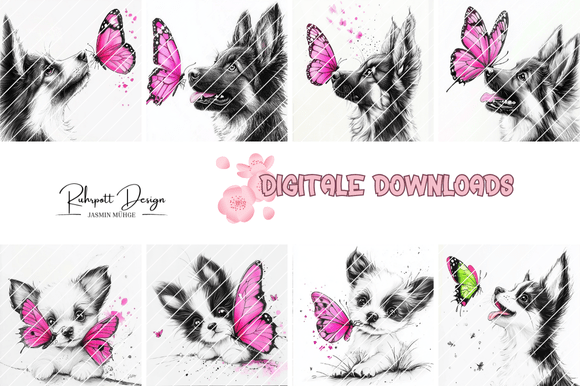 Download Cute Dogs &amp; Butterflies Clipart Bundle - Art Collection
