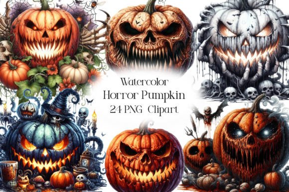 Download Watercolor Horror Pumpkin Clipart - Art Collection