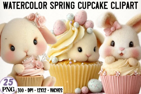 Download Watercolor Spring Cupcake Clipart - Art Collection