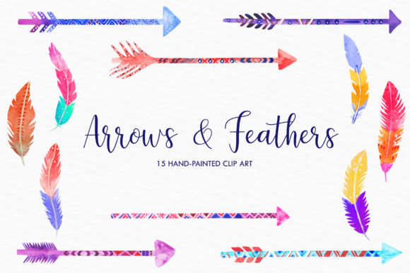 Download Watercolor Arrows, Feathers Clipart - Art Collection