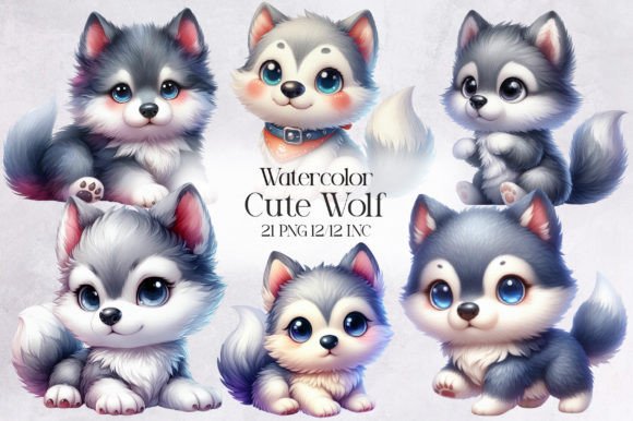 Download Cute Wolf Clipart Bundle - Art Collection