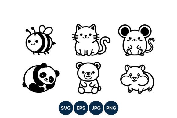 Download Cute Black White Kawaii Animal Line Art - Art Collection