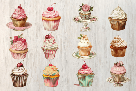 Download Vintage Cupcake Clipart Bundle - Art Collection