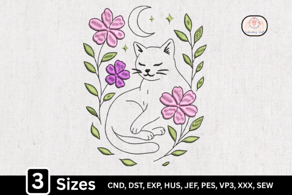 Download Floral Minimalist Line Art Moon Cat - Art Collection