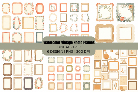 Download Watercolor Vintage Photo Frames - Photo Collection