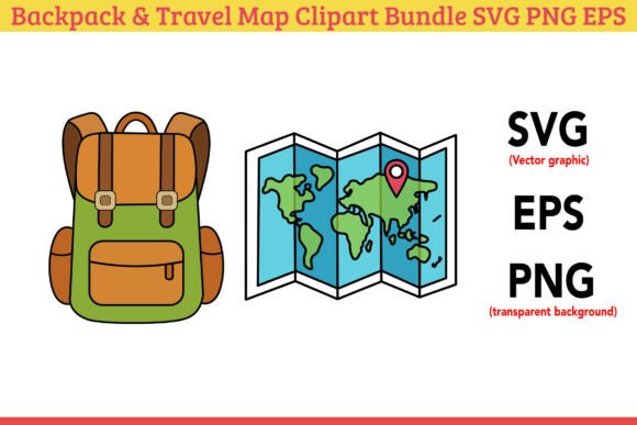 Download Backpack &amp; Travel Map Clipart Bundle SVG - Art Collection