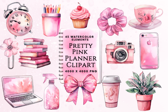Download Pretty Pink Planner Clipart - Art Collection