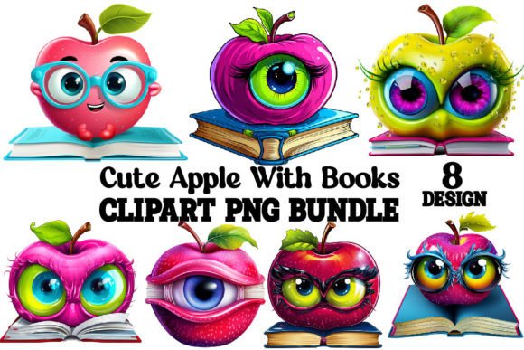 Download Cute Apple with Books Clipart - Art Collection