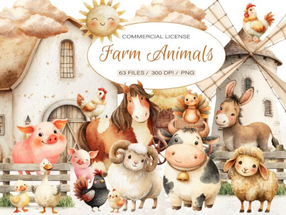 Download Watercolor Baby Farm Animals Clipart - Art Collection