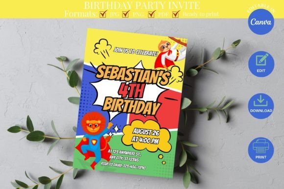 Download Kids Birthday Party Invitation Template - Art Collection
