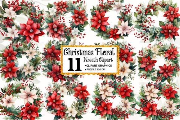 Download Christmas Floral Wreath Clipart - Art Collection