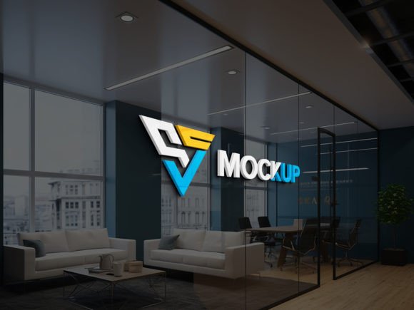 Download Glass Partition Office Wall Logo Mockup - Art Collection