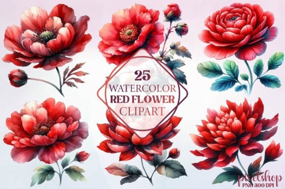 Download Watercolor Red Flower Clipart - Art Collection