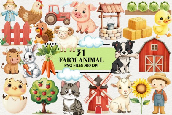 Download Kawaii Farm Animal Clipart Bundle - Art Collection
