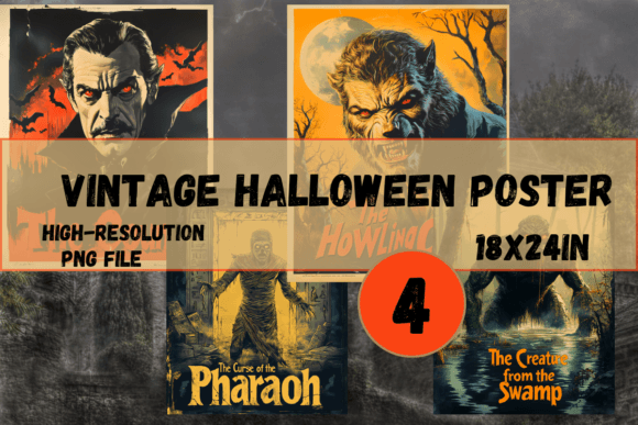 Download Vintage Monster Halloween Posters - Halloween Collection