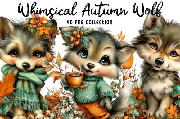 Download Whimsical Autumn Wolf Clipart - Art Collection