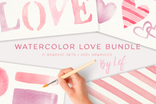 Download Watercolor Love and Hearts Bundle of Clip Art Graphics&nbsp; - Art Collection