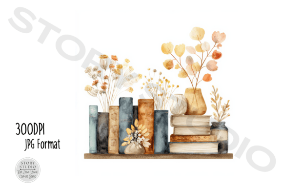 Download Autumn Book Shelf Fall Decor Clipart Set - Fall decor clipart Collection