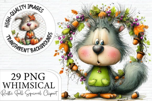 Download Whimsical Rustic Fall Squirrel Clipart - Art Collection