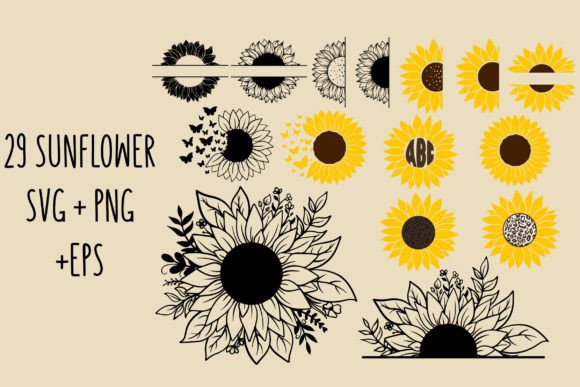 Download Sunflower SVG Bundle Outline Artwork - Art Collection