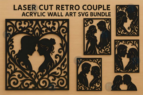 Download Laser Cut Retro Couple Wall Art SVG Bund - Art Collection