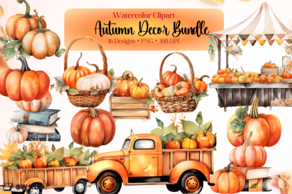Download Watercolor Autumn Decor Clipart Bundle - Art Collection