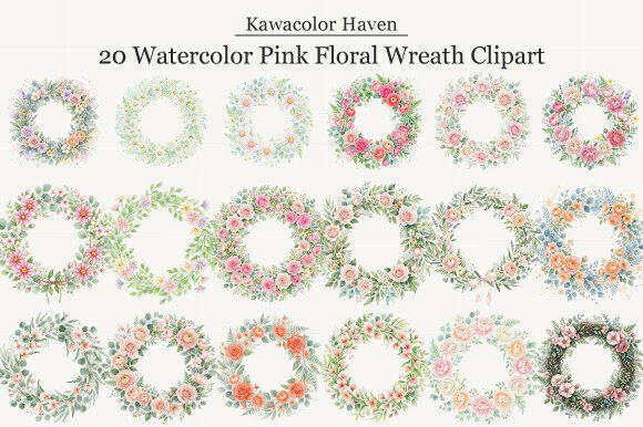 Download Watercolor Pink Floral Wreath Clipart - Art Collection
