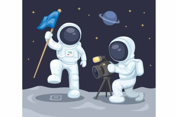 Download Astronaut Take Photo on Moon Vector - Photo Collection