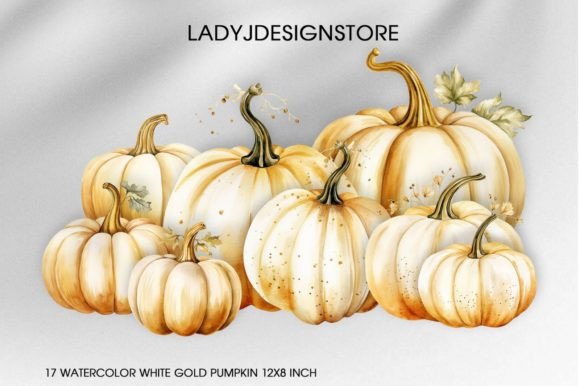 Download Watercolor White Gold Pumpkin Clip Art - Art Collection