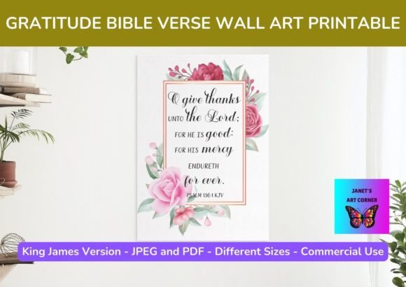 Download Gratitude Bible Verse Wall Art Printable - Art Collection
