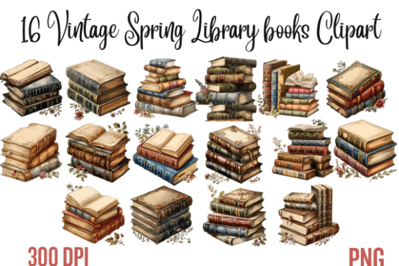 Download Vintage Spring Library Books Clipart - Art Collection