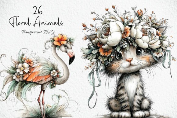 Download Floral Animals Clipart Bundle - Art Collection