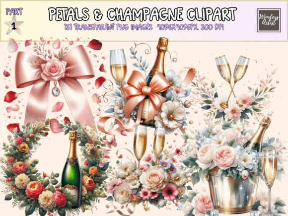 Download Petals &amp; Champagne Clipart - Art Collection