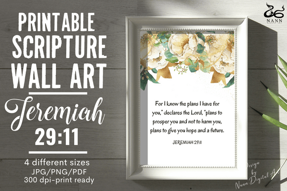 Download Scripture Wall Art/Cards/ Jeremiah 29:11 - Art Collection