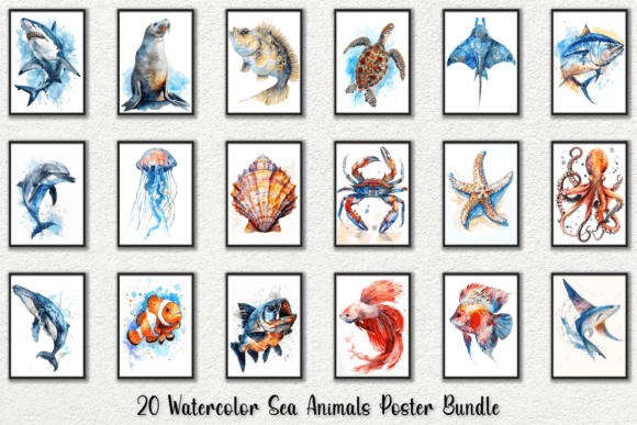 Download Watercolor Sea Animals Wall Art Posters - Art Collection
