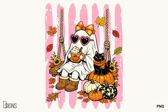 Download Fall Autumn Cozy Ghost Stripes Halloween - Halloween Collection