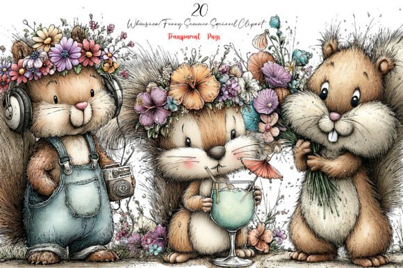 Download Whimsical Funny Summer Squirrel Clipart - Art Collection