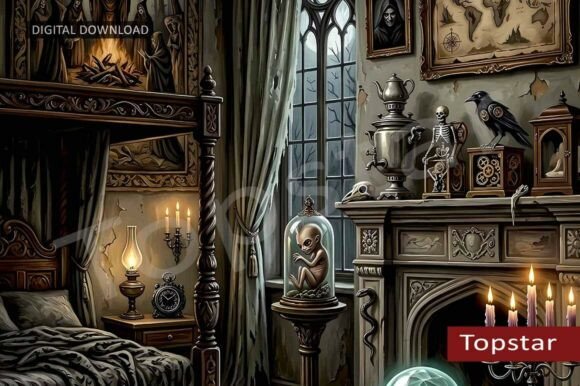 Download Gothic Bedroom Decor for Halloween Wall - Halloween Collection
