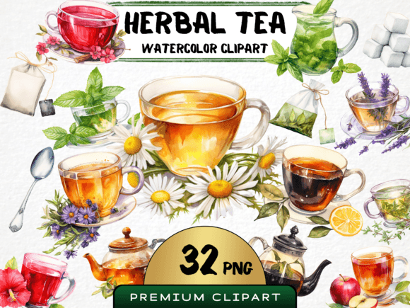 Download Herbal Tea Clipart Bundle - Art Collection
