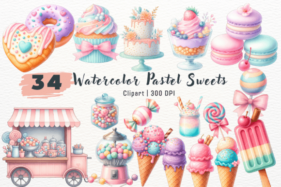Download Watercolor Pastel Sweets Clipart - Art Collection