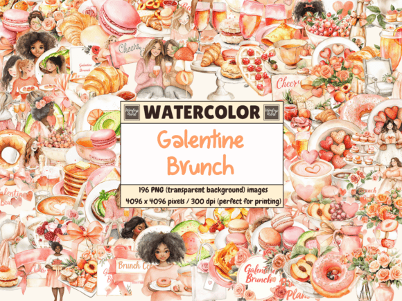Download Galentine Brunch Watercolor Clipart - Art Collection