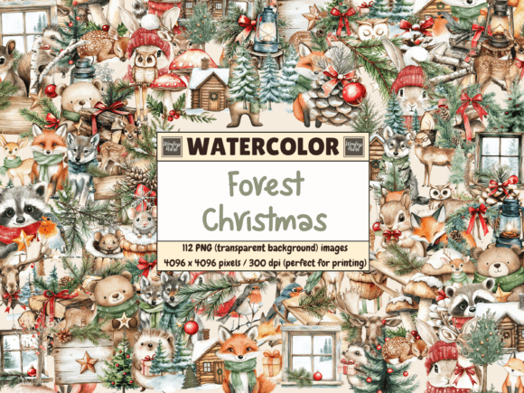 Download Forest Christmas Watercolor Clipart - Art Collection