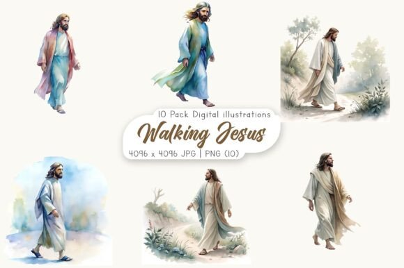 Download Watercolor Walking Jesus Clipart - Art Collection