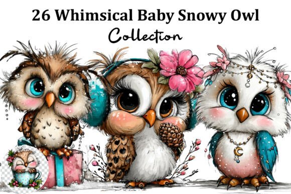 Download Whimsical Baby Snowy Owl Clipart - Art Collection