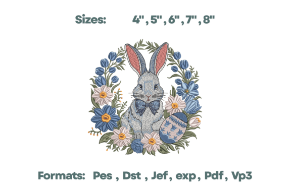 Download Blue Floral Easter Bunny Wreath Art - Art Collection
